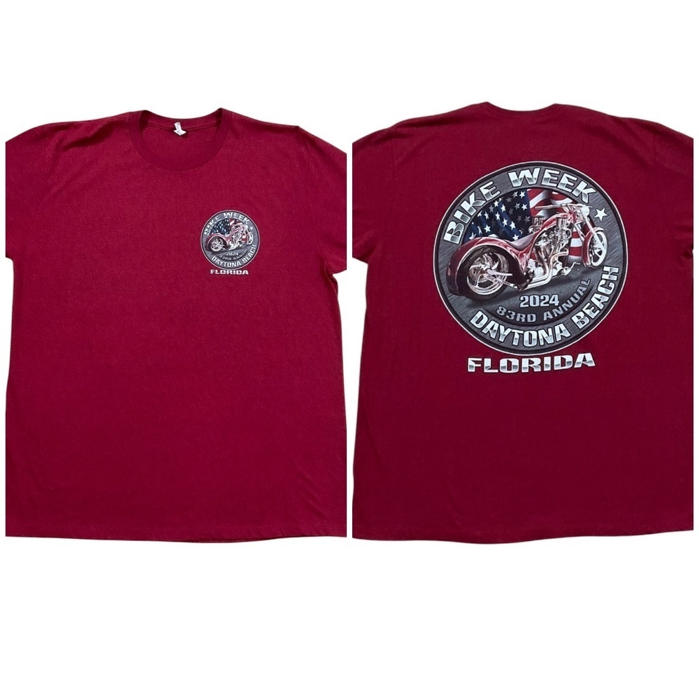 2024 Daytona Beach Bike Week TShirt Red Size Xl 83rd Annual Motorcycle Event